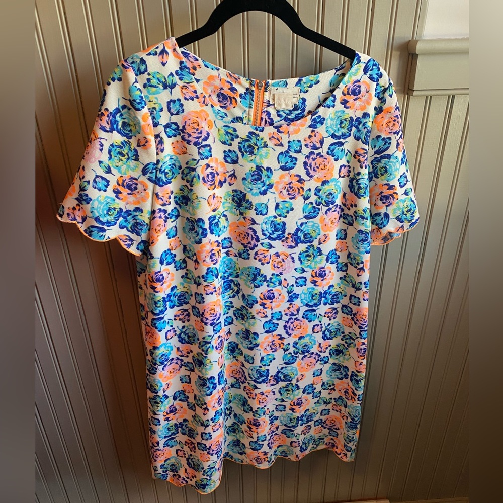 Anthropologie - Short Sleeve Floral Mini Dress - Medium